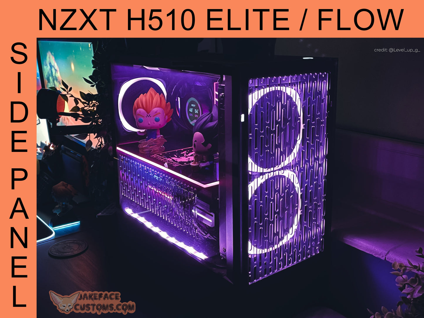 NZXT H510, H510i, Elite, Flow Custom Vented Side Panel - JakefaceCustoms