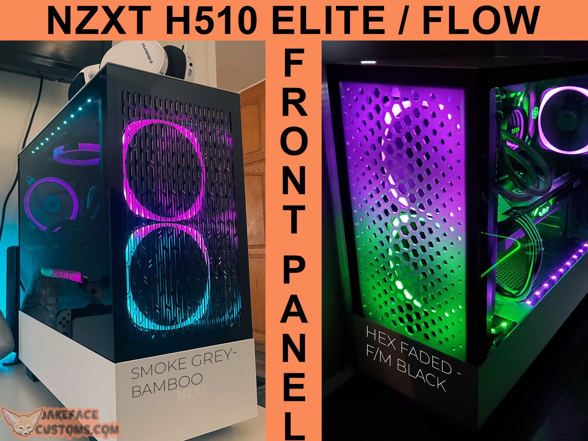 The Original NZXT H510 Elite and Flow Custom Vented Front Panel - JakefaceCustoms