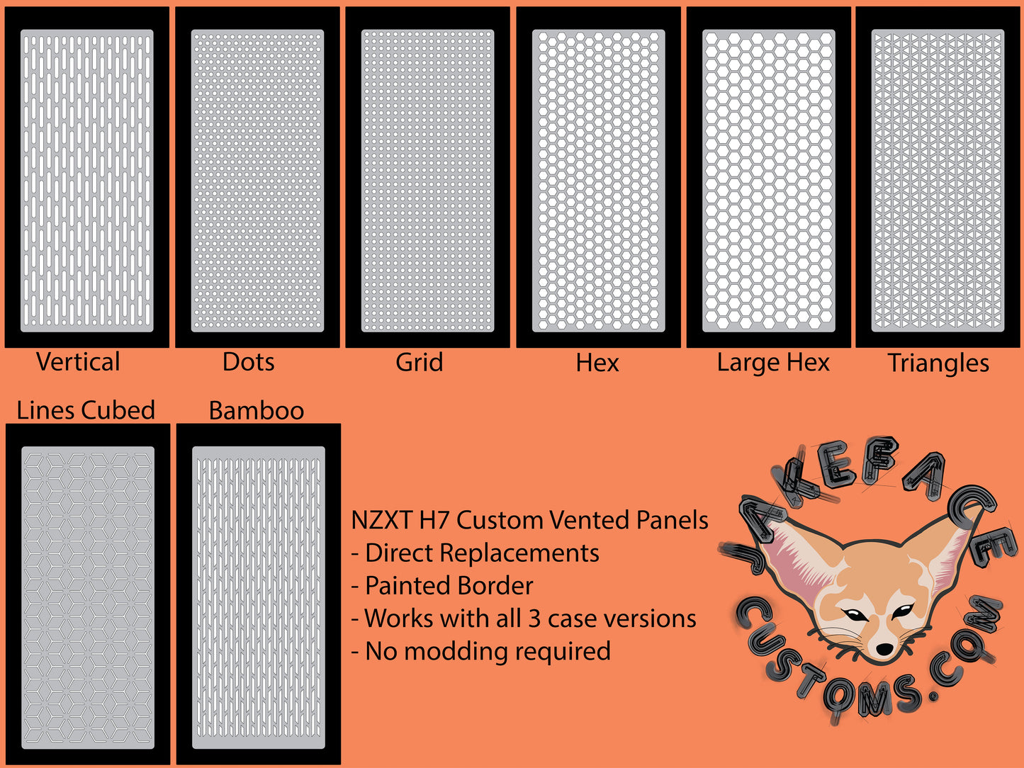 NZXT H7 Custom Vented Front Panel  Works with all models! - JakefaceCustoms